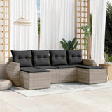 vidaXL 6-delige Loungeset met kussens poly rattan zwart