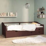vidaXL Bedbank 3-zits met lades massief grenenhout 90x200 cm