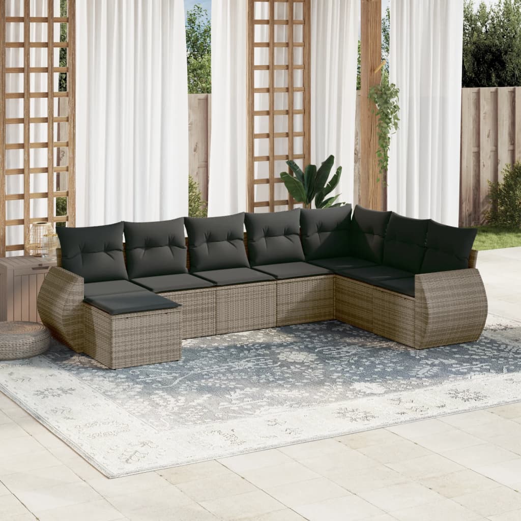vidaXL 8-delige Loungeset met kussens poly rattan zwart