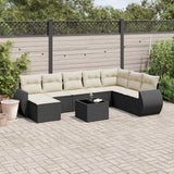 vidaXL 8-delige Loungeset met kussens poly rattan zwart