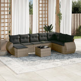 vidaXL 8-delige Loungeset met kussens poly rattan zwart