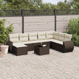vidaXL 8-delige Loungeset met kussens poly rattan zwart