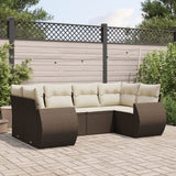 vidaXL 6-delige Loungeset met kussens poly rattan zwart