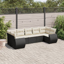 vidaXL 7-Piece Lounge Set with Cushions Poly Rattan Black