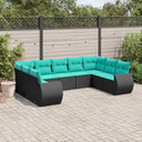 vidaXL ensemble de 9 banques de jardin avec coussins en polyrotan noir