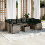 vidaXL 9-delige Loungeset met kussens poly rattan zwart