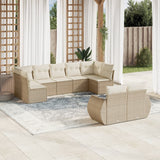 vidaXL 9-delige Loungeset met kussens poly rattan zwart