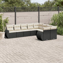 vidaXL 9-piece Poly Rattan Lounge Set with Cushions Black