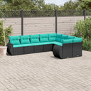 vidaXL ensemble de 9 banques de jardin avec coussins en polyrotan noir