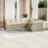 vidaXL 9-delige Loungeset met kussens poly rattan zwart