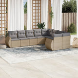 vidaXL 9-delige Loungeset met kussens poly rattan zwart