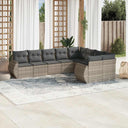 vidaXL 9-piece Poly Rattan Lounge Set with Cushions Black