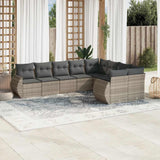 vidaXL 9-delige Loungeset met kussens poly rattan zwart