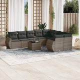 vidaXL 9-delige Loungeset met kussens poly rattan zwart