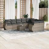 vidaXL 9-delige Loungeset met kussens poly rattan zwart
