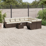 vidaXL 9-delige Loungeset met kussens poly rattan zwart