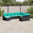 vidaXL 10-piece Garden Sofa Set with Cushions Black Poly Rattan