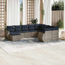 vidaXL 10-piece Garden Sofa Set with Cushions Black Poly Rattan