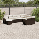 vidaXL 10-delige Loungeset met kussens poly rattan zwart