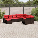 vidaXL 10-piece Garden Sofa Set with Cushions Black Poly Rattan