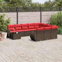 vidaXL 11-Piece Garden Lounge Set with Cushions, Black Poly Rattan