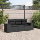 vidaXL 3-Piece Lounge Set with Cushions Poly Rattan Black