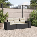 vidaXL 3-Piece Lounge Set with Cushions Poly Rattan Black
