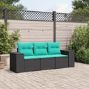 vidaXL ensemble de 3 bancs de jardin avec coussins en polyrotan noir