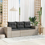 vidaXL 3-delige Loungeset met kussens poly rattan zwart