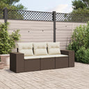 vidaXL 3-Piece Lounge Set with Cushions Poly Rattan Black