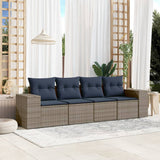 vidaXL 5-Piece Lounge Set with Cushions Poly Rattan Grey