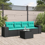 vidaXL 5-Piece Lounge Set with Cushions Poly Rattan Grey