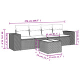 vidaXL 5-Piece Lounge Set with Cushions Poly Rattan Grey