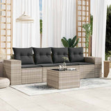 vidaXL 4-delige Loungeset met kussens poly rattan zwart