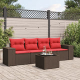 vidaXL 5-Piece Lounge Set with Cushions Poly Rattan Grey