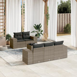 vidaXL 6-delige Loungeset met kussens poly rattan zwart