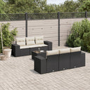 vidaXL 7-Piece Lounge Set with Cushions Poly Rattan Black