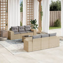 vidaXL 7-Piece Lounge Set with Cushions Poly Rattan Black