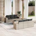 vidaXL 7-Piece Lounge Set with Cushions Poly Rattan Black