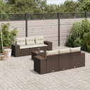 vidaXL 7-Piece Lounge Set with Cushions Poly Rattan Black