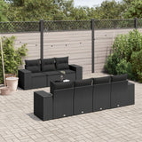vidaXL 8-delige Loungeset met kussens poly rattan zwart