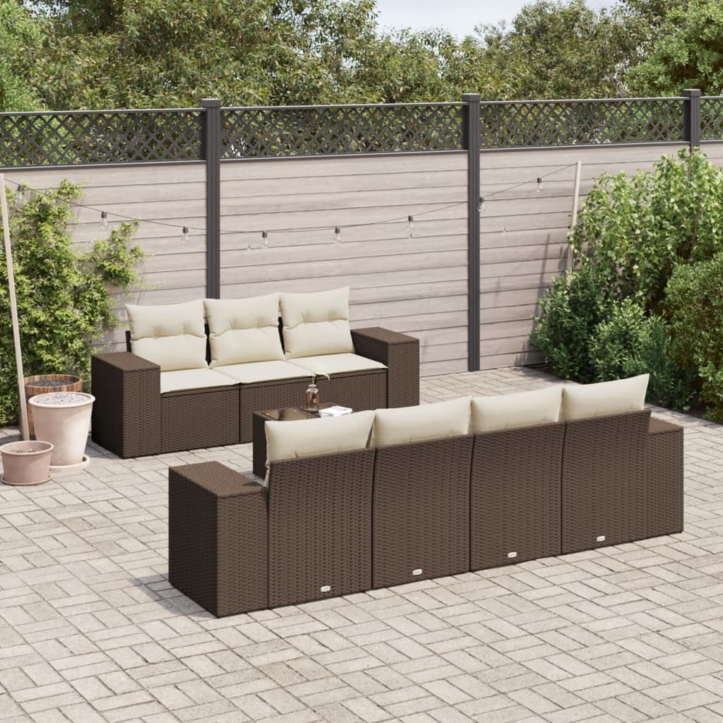 vidaXL 8-delige Loungeset met kussens poly rattan zwart