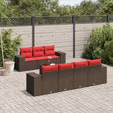 vidaXL 8-delige tuinbankset met kussens, zwart polyrotan