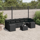 vidaXL 8-piece Lounge Set with Cushions Poly Rattan Black