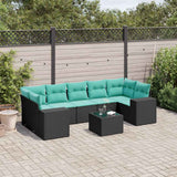 vidaXL 8-delige tuinbankset met kussens, zwart polyrotan