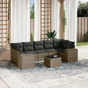 vidaXL 8-piece Lounge Set with Cushions Poly Rattan Black