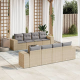 vidaXL 9-delige Loungeset met kussens poly rattan zwart