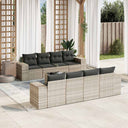 vidaXL 9-piece Poly Rattan Lounge Set with Cushions Black