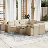 vidaXL 9-delige Loungeset met kussens poly rattan zwart