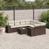 vidaXL 9-delige Loungeset met kussens poly rattan zwart